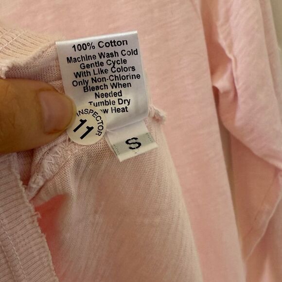 Wilt Mock Layer V Neck Slub Cotton Long Sleeve Tee in Pink S NWOT - Picture 5 of 10
